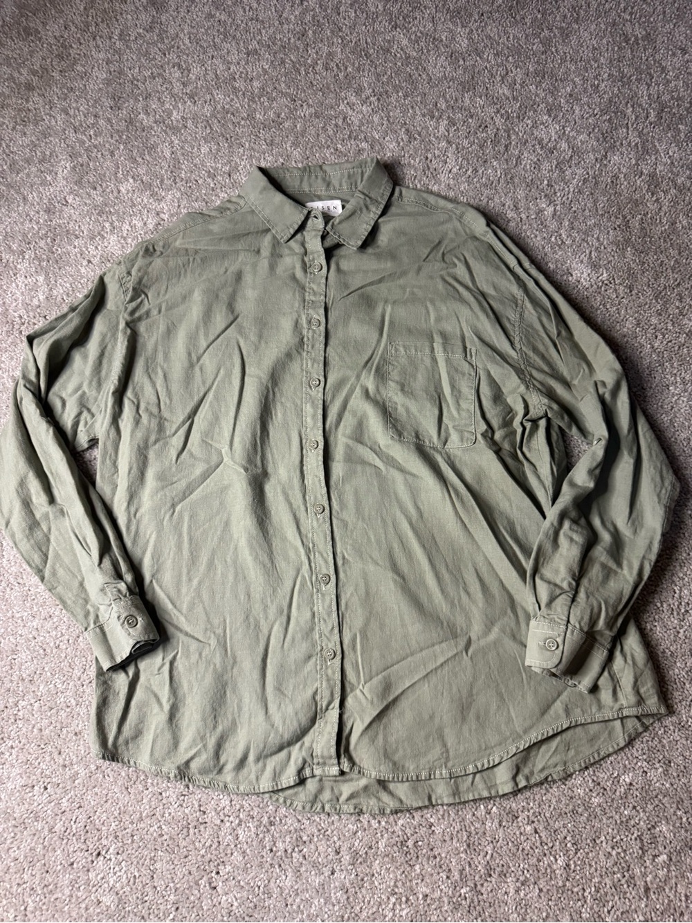 Women's Relaxed Olive Button-Down Shirt